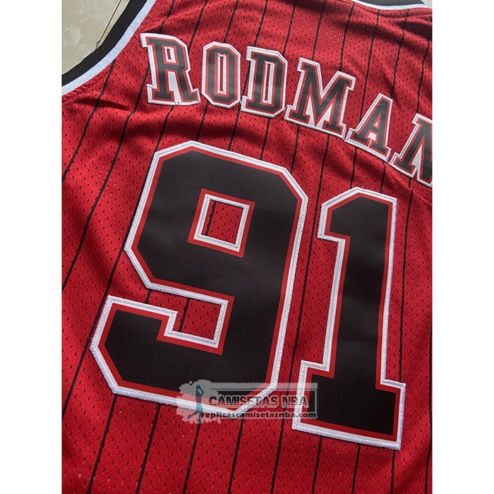 Camiseta Chicago Bulls Dennis Rodman NO 91 Mitchell & Ness 1996-97 Rojo